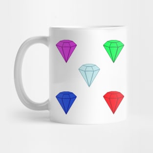 Gemstone Set.  Ruby, Emerald, Sapphire, Amethyst and Diamond. (White) Mug